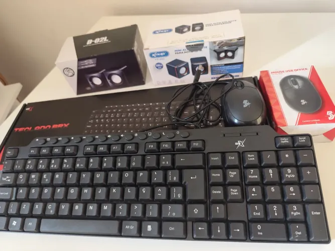 Kit Informática Teclado + Mouse + caixa de som