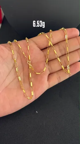 Cordão tijolinho em ouro 18k 65 centímetros