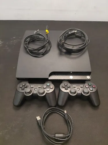 Ps3 Slim desbloqueado HEN 2 controles com carregador e cabo HDMI