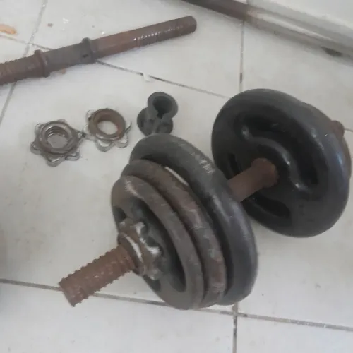 Halteres 12kg + barra rosqueada