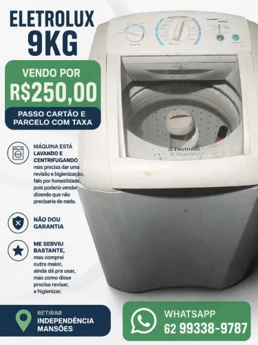 Vendo máquina de lavar Electrolux 9kg - R$250,00