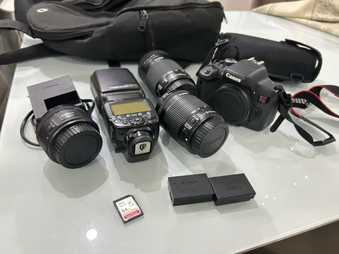 Canon T6i + 3 Lentes + Flash Yongnuo + Kit Completo