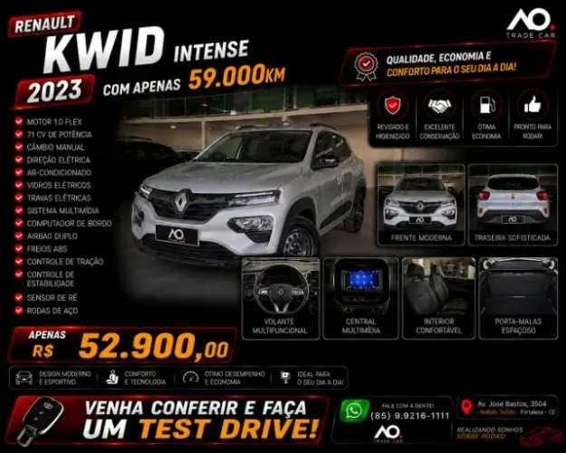 Renault Kwid Intense 1.0 Flex 12V 5P Mec. 2023