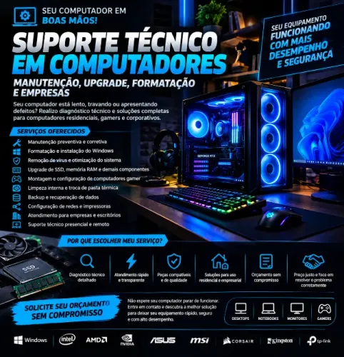 Suporte Técnico em Computadores | Manutenção, Upgrade, Formatação e Empresas