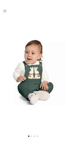 Conjunto de body e jardineira TAM 12a 18M