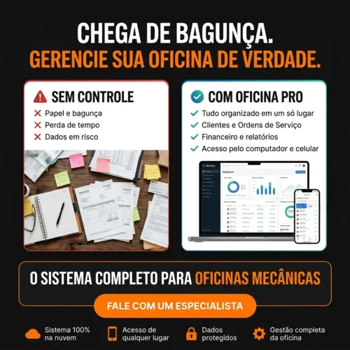 Software para gestão de oficinas mecânicas.