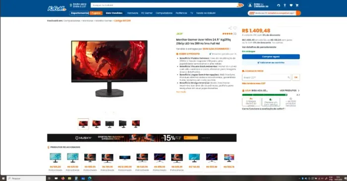 monitor 144hz 240hz 280hz acer 24" painel VA (SUPERIOR AO IPS EM TUDO)