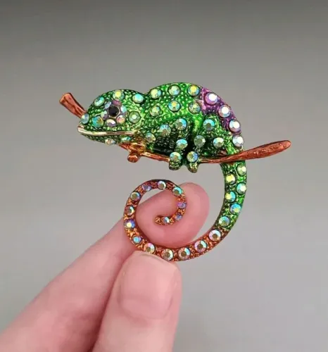 Broche de Camaleão Verde (novo)