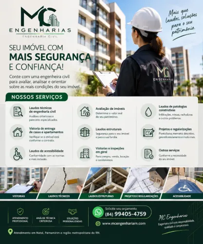 ENGENHEIRA CIVIL EM NATAL RN LAUDOS TÉCNICOS AVALIAÇÕES E VISTORIAS DE IMÓVEIS