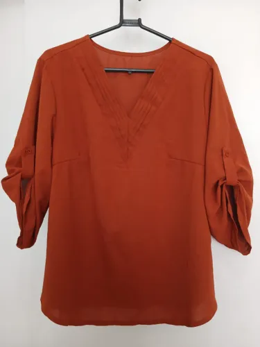 Blusa bata terracota decote V Emery Rose Shein Plus Size 1XL