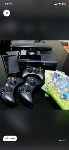 X box 360 kinect 3 controles e jogos