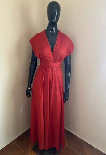 Vestido multiformas longo terracota