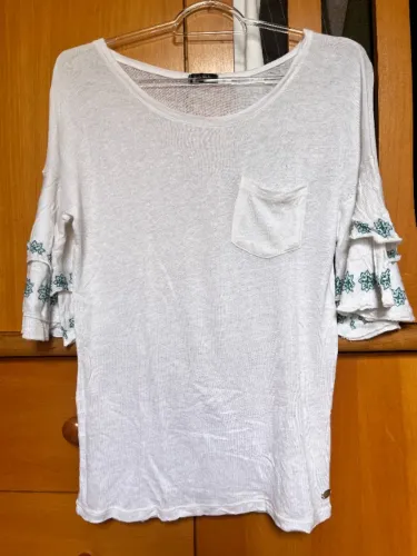 Blusa Side Walk Off-White Manga Sino - Tam M (Nova)
