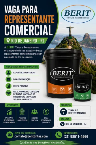 Temos Vagas para Representante Comercial, Fabrica de Tintas e Revestimentos.