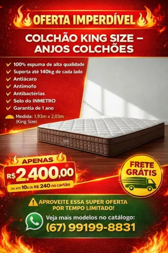 Colchão king size garantia novo preço imperdível 