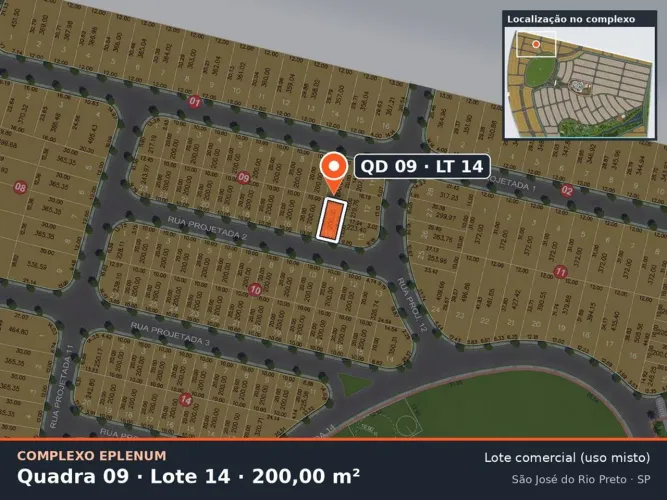 Lote comercial 200 m² no Eparque Mirage  Complexo Eplenum, Zona Sul
