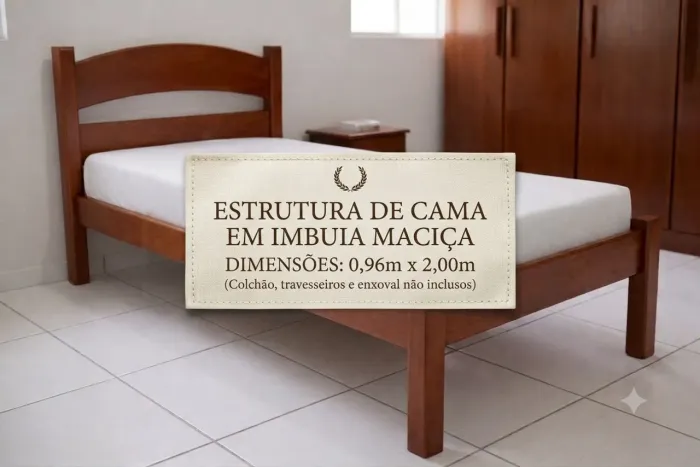 CAMA SOLTEIRÃO / TIPO VIÚVA 0,96 x 2,00 | MADEIRA IMBUIA- PADRÃO MOGNO |S/COLCHÃO LIQUIDO!