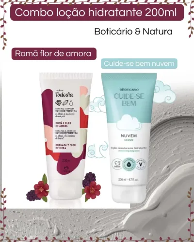 Combo Loção hidratante corporal Natura + O Boticário 