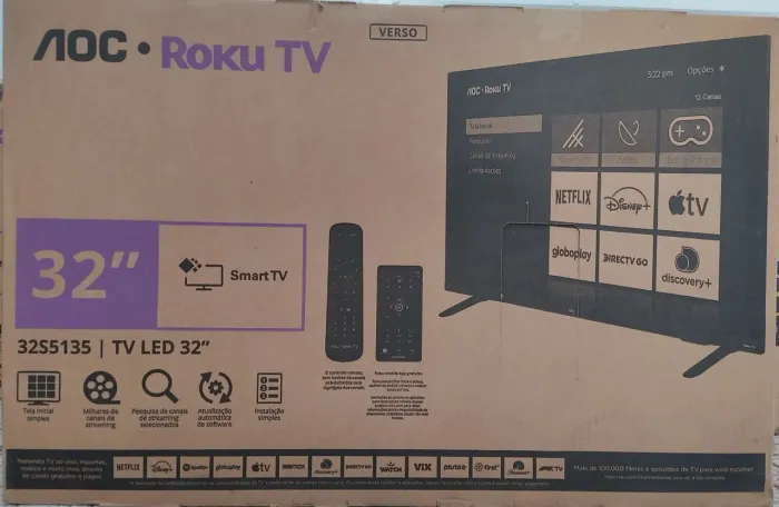TV AOC Roku Smart 32 polegadas 32s5135 (Na Caixa) (Não Aceitamos Troca Apenas Venda)