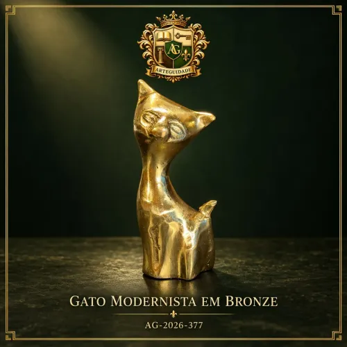 Escultura Gato em bronze