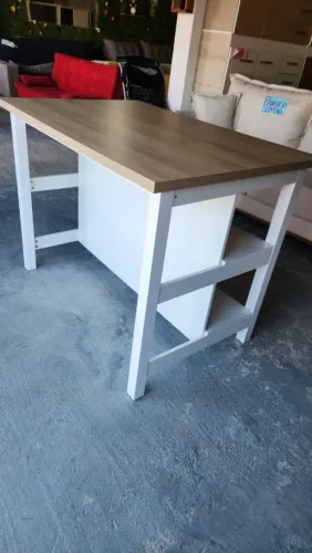 Ilha bancada alta para cozinha 2prateleira branco