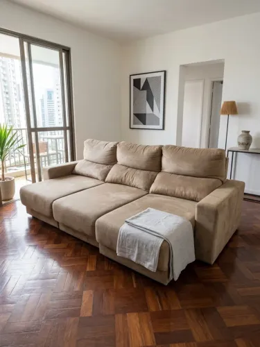 Sofá Retrátil e Reclinável 3 Lugares Bege - Super Confortável e Espaçoso!