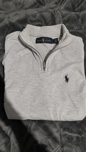 Suéter Ralph Lauren 1/4 Zíper Cinza Masculino Slim Fit - Tamanho