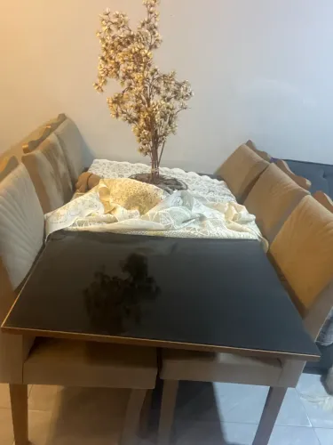 Vendo mesa 6 cadeiras tampo de vidro