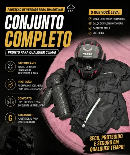 Capacete mais capa de chuva