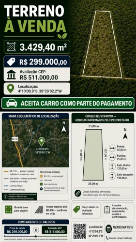 Vendo, troco ou alugo terreno para construção ou Usina Solar
