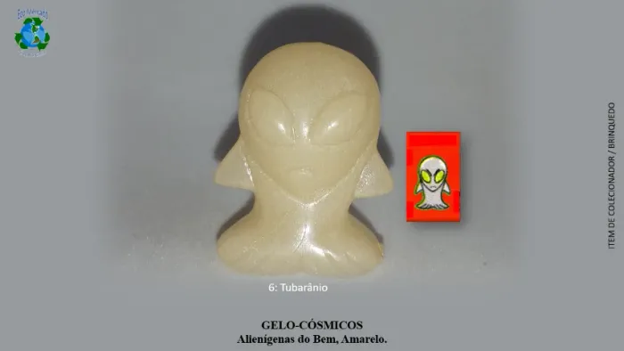 Gelo-Cósmicos, originais, Coca-Cola, 2000. Alienígenas do Bem, Amarelo, Fosforescentes.