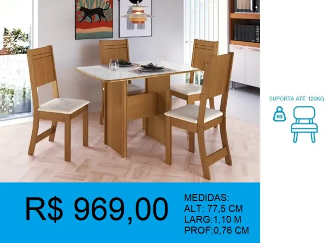 mesa com 4 cadeiras - temos a pronta entrega 