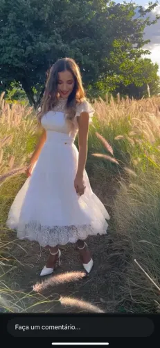 Vestido branco rendado noiva civil
