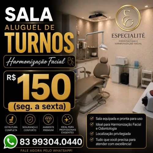 ALUGUEL DE TURNOS - SALA PREMIUM PARA HARMONIZAÇÃO FACIAL E ODONTOLOGIA