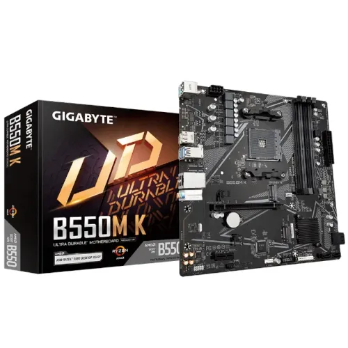 Placa Mãe Gigabyte B550M K, AMD AM4, DDR4, Atualizada, Nova, Na Caixa