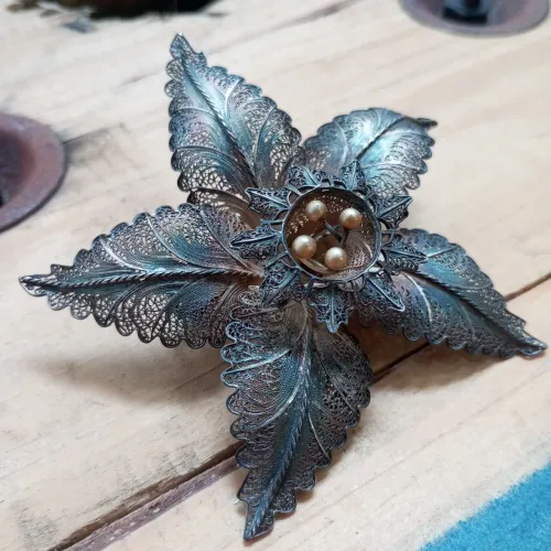Antigo Broche em Filigrana de Prata da Topazio Portugal