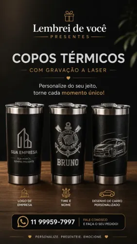 Copo termico gravado a laser