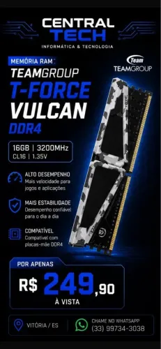 MEMÓRIA RAM TEAMGROUP T-FORCE VULCAN DDR4 16GB 3200MHz