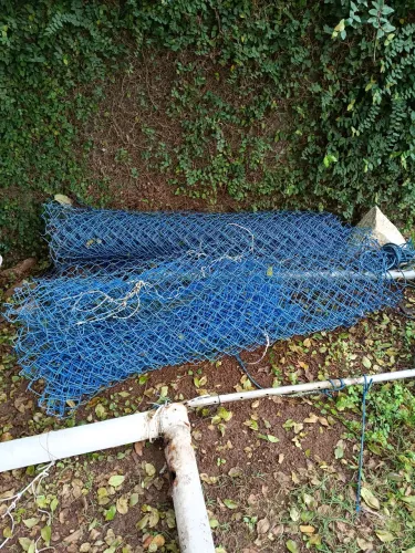 Alambrado galvanizada com revestimento azul.