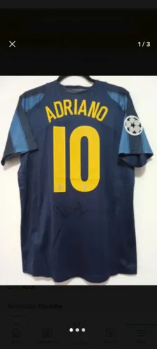 Camisa Inter Milão Champions League 04/05 #10 Adriano Jogo Autografada Certificada