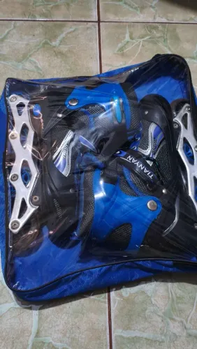 Patins Inline Azul + Bolsa de Transporte - Bom Estado