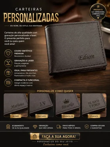 CARTEIRAS PERSONALIZADAS ? UM PRESENTE ÚNICO! <br>