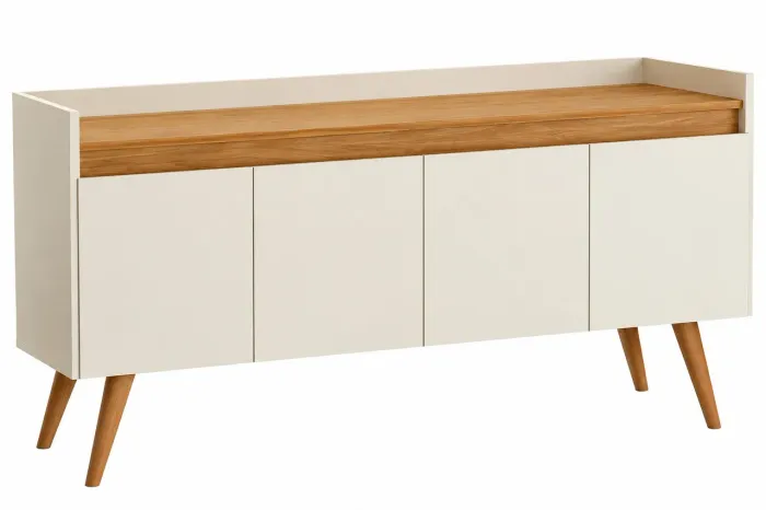 Buffet Luxo 4 Portas - Off White/Madeirado