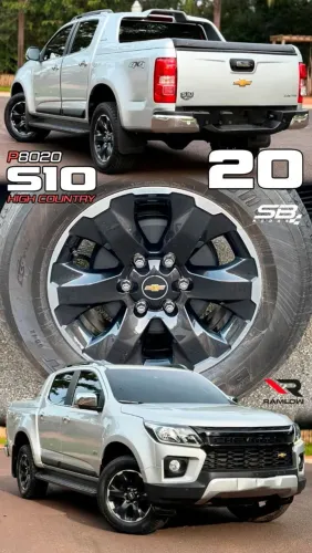 Rodas aro 20 Chevrolet S10 Country preta com diamantado 6x139 novas