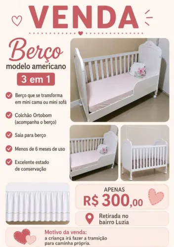 Vendo Berço Americano 3 em 1
