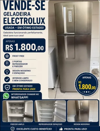 Geladeira Electrolux Frost Free Inox 2 Portas - Ótimo Estado!