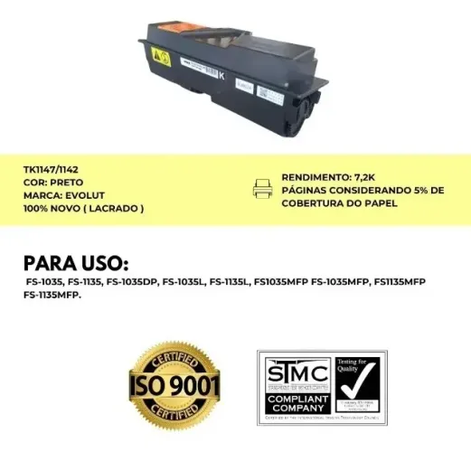 Toner Kyocera TK-1147 Compatível M2035DN FS1035 FS1135