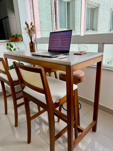 Conjunto Mesa Cadeiras Bistrô - Varanda Gourmet Bancada Cozinha