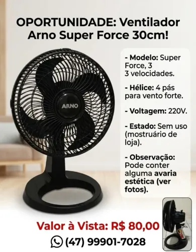 Ventilador Arno sem uso 30 cm - 4 pás - 220 V