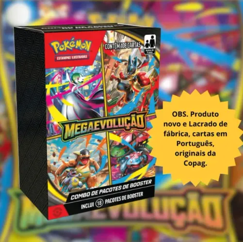 Mini Box Pokémon Tcg Mega Evolução Box Combo 18 Booster Megaevolução Português